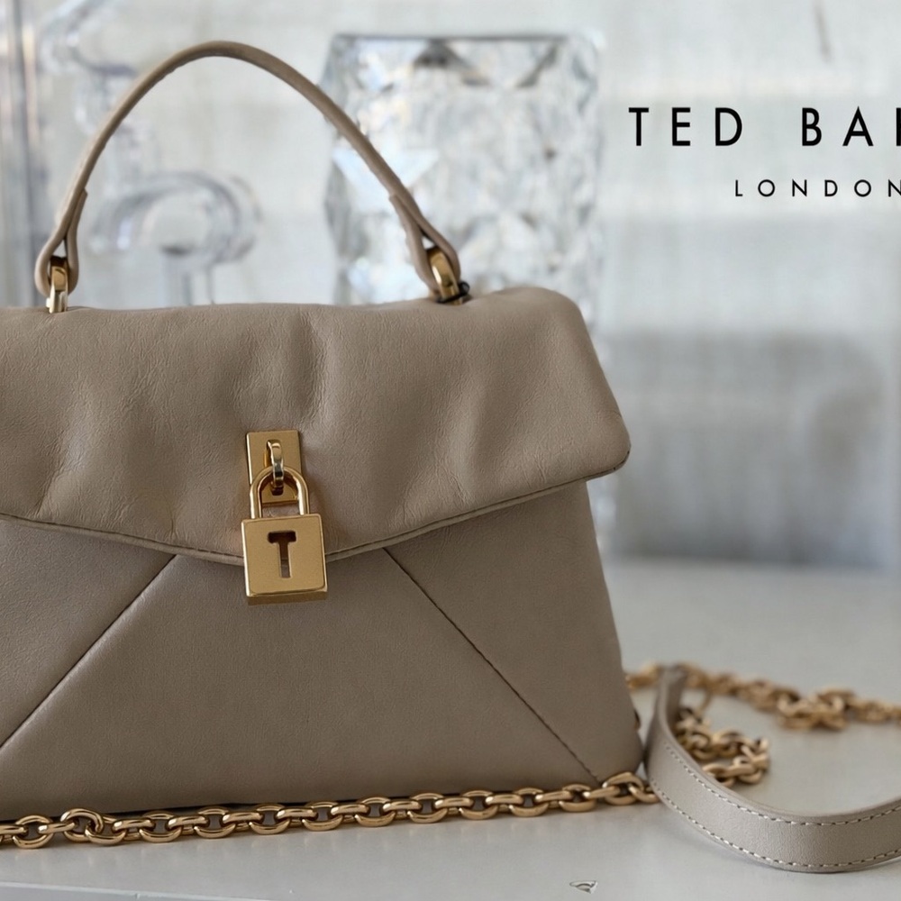 Ted Baker Beige Satchel with Gold Accents
